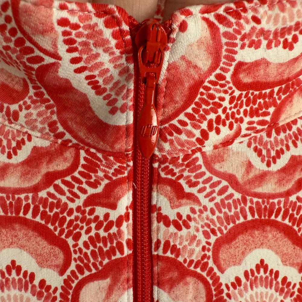 IBKUL Womens S 1/4 Zip Golf Sun Shirt Red White Medallion UPF 50 Mesh - Picture 2 of 7